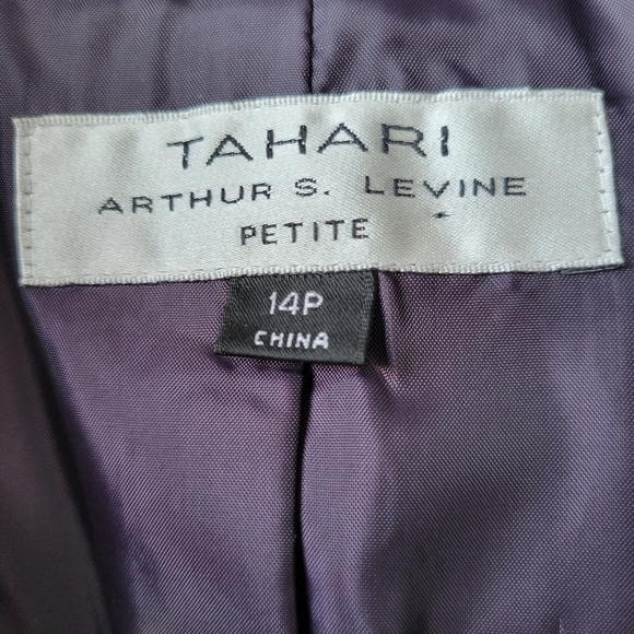 Tahari purple-brown skirt suit - straight midi skirt, hidden jacket closure 14P - Picture 10 of 17